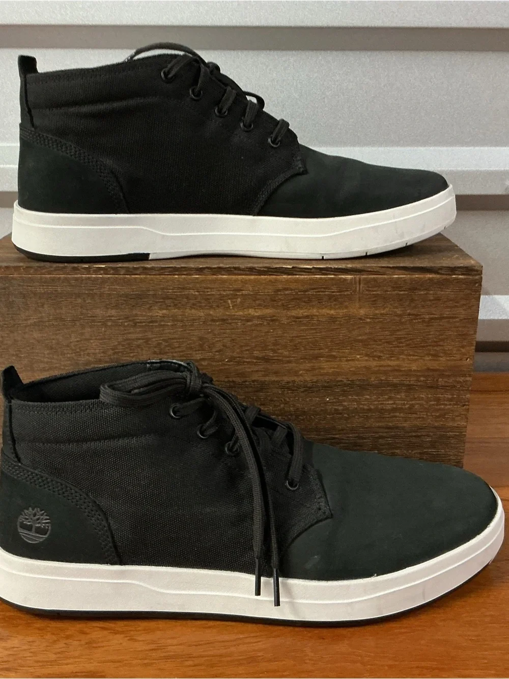 Timberland Men Davis Square Chukka Lace Up Leather Cordura Black Shoe Size 12